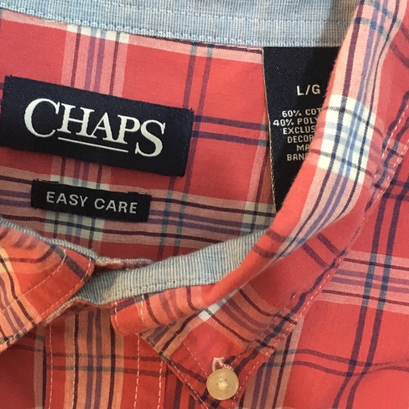 🍁Chaps red plaid short sleeve button down - Picture 3 of 5